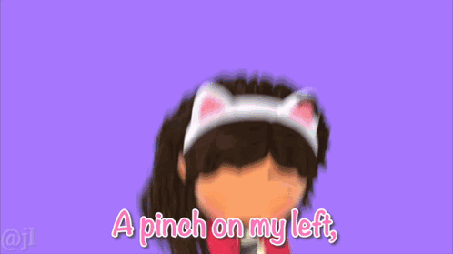 A Girl With Purple Hair And Cat Ears Is Laying On The Ground With The Word Galaxy Behind Her GIF