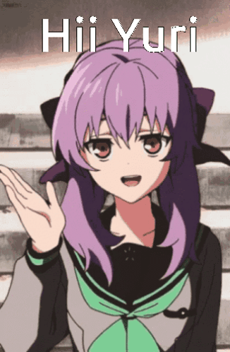 A Girl With Purple Hair And The Name Hiii Yuri GIF