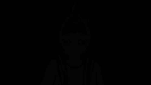 a girl with purple hair is being held by a hand