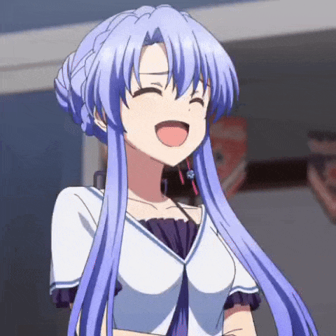 Girl With Purple Hair Smiling With Eyes Closed GIF