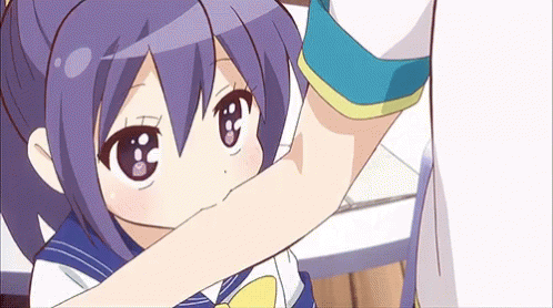 A Girl With Purple Hair Is Wearing A Sailor Uniform And A Yellow Bow Tie GIF
