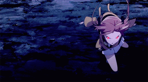 A Girl With Red Eyes And Pigtails Looks Angry GIF