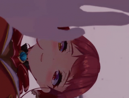 A Girl With Red Hair And Blue Eyes Looks Down GIF