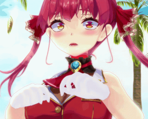 A Girl With Red Hair And White Gloves Has A Blue Pendant Around Her Neck GIF