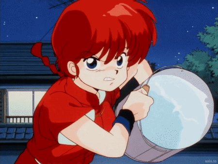 A Girl With Red Hair Holds A Bucket Of Water GIF