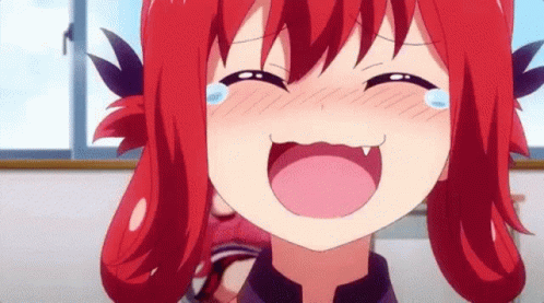A Girl With Red Hair Is Crying With Her Mouth Open And Tears Coming Out Of Her Eyes . GIF