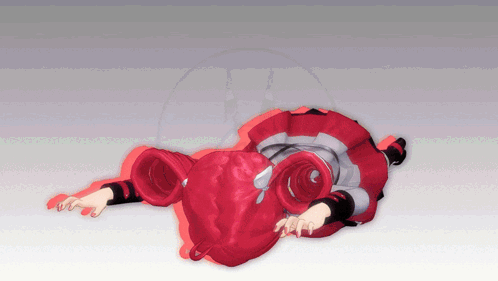 A Girl With Red Hair Is Laying On The Ground GIF