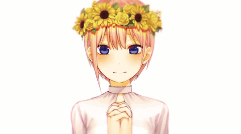 A Girl With Red Hair Is Wearing A Flower Crown On Her Head GIF