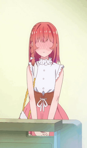 A Girl With Red Hair Is Wearing A White Top And A Pink Dress GIF