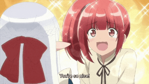 A Girl With Red Hair Says You 'Re So Nice In Front Of A White Object GIF