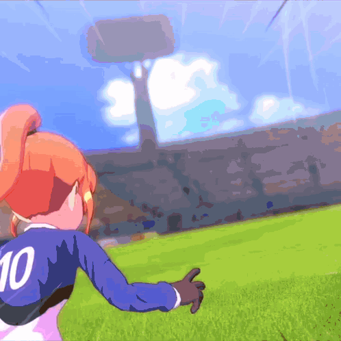 A Girl With The Number 10 On Her Back Is Running On A Soccer Field GIF