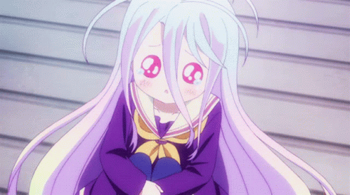 A Girl With White Hair And A Purple Outfit Has A Skull On Her Face GIF