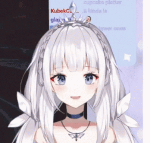 A Girl With White Hair And Blue Eyes Is Wearing A Crown GIF