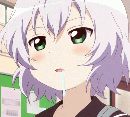 A Girl With White Hair And Green Eyes Has A Tear Running Down Her Nose GIF