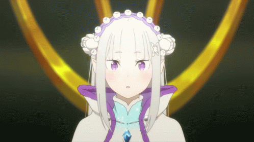 A Girl With White Hair And Purple Eyes Is Wearing A Necklace GIF