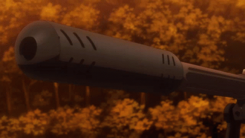 A Girl With White Hair Is Holding A Rifle With The Letter C On The Side GIF