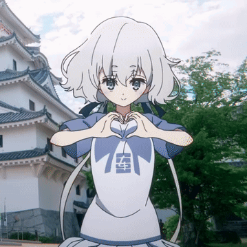 A Girl With White Hair Is Making A Heart With Her Hands GIF