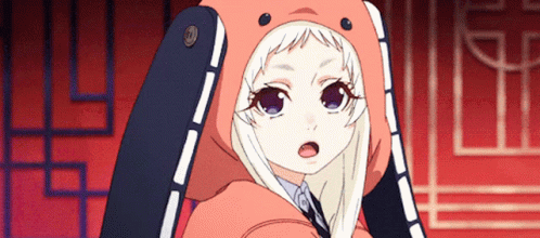 A Girl With White Hair Is Wearing A Hoodie That Looks Like A Bunny GIF