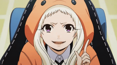 A Girl With White Hair Is Wearing An Orange Hoodie With A Face On It GIF