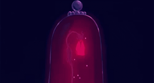 A Glass Dome With A Red Light Inside Of It GIF
