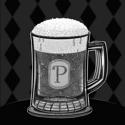A Glass Mug With A Letter P On It GIF