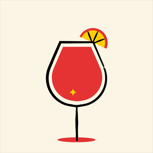 A Glass Of Red Liquid With A Slice Of Lemon On Top GIF