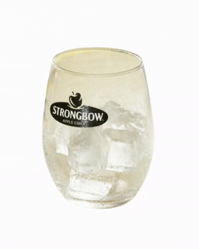 A Glass Of Strongbow Apple Cider With Ice And Bubbles GIF