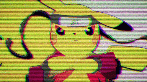A Glitch Effect Of A Cartoon Character With A Naruto Headband On GIF