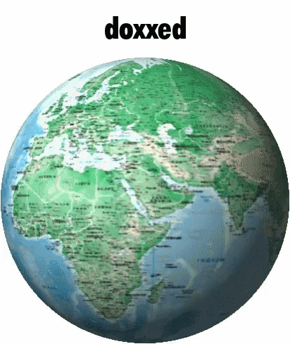 A Globe With The Word Doxxed Written Above It GIF