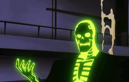 A Glow In The Dark Skeleton Is Holding Something GIF