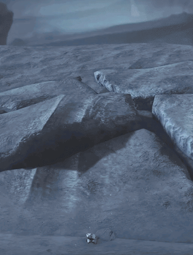 A Glowing Circle Is Surrounded By Rocks In A Dark Area GIF