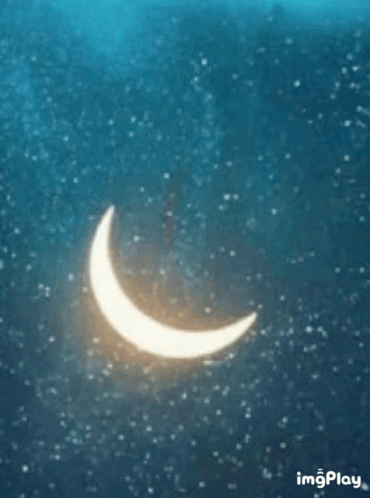 A Glowing Crescent Moon In A Starry Sky GIF