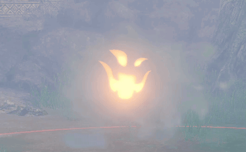 A Glowing Object With A Face Carved Into It Is Surrounded By Fog GIF