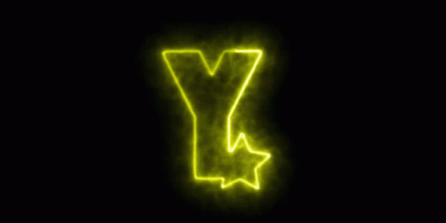 A Glowing Yellow Letter Y With A Star On A Black Background GIF
