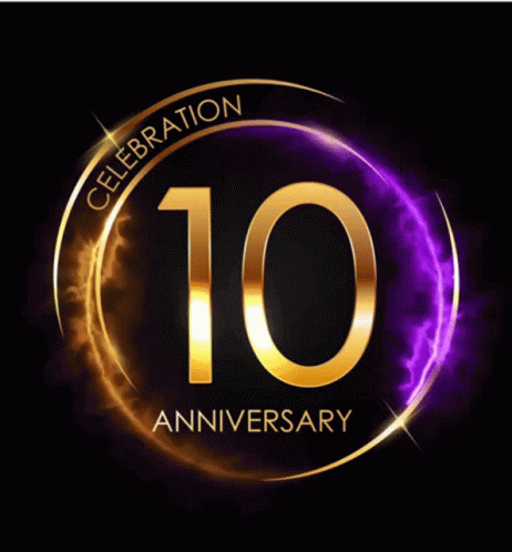 A Gold And Purple Circle With The Number 10 In It GIF