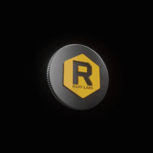 A Gold And Silver Coin With Raff Labs On It GIF