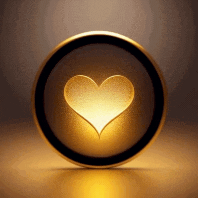 A Gold Coin With A Heart In The Center GIF