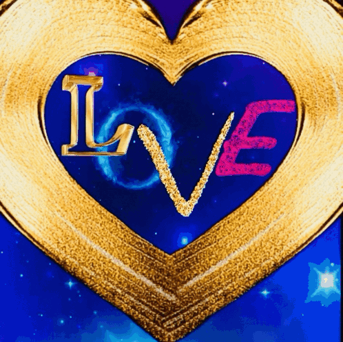 A Gold Heart With The Word Love Inside GIF