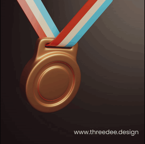 A Gold Medal With A Red White And Blue Ribbon And The Website Threedee.design Below It GIF