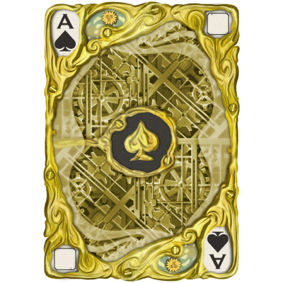 A Gold Playing Card With The Ace Of Spades In The Center GIF