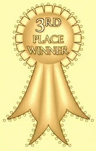 A Gold Ribbon With The Words 3Rd Place Winner Written On It GIF