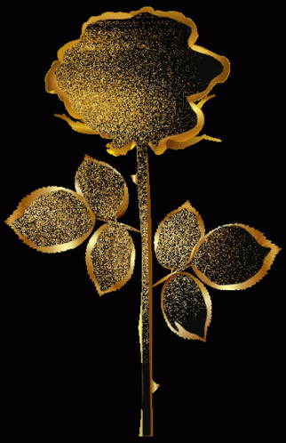A Gold Rose With Black Leaves And A Black Stem GIF
