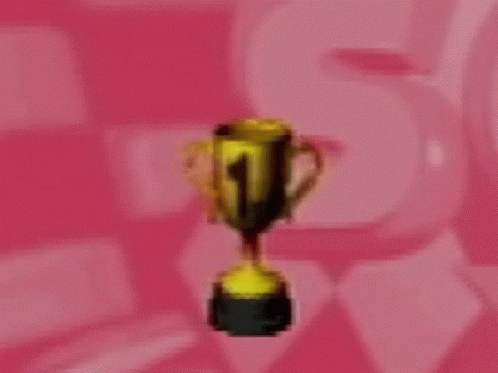 A Gold Trophy On A Pink Background With A Man In A Suit In The Background . GIF