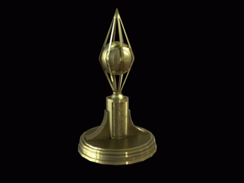 A Gold Trophy With A Sphere In The Middle Of It GIF
