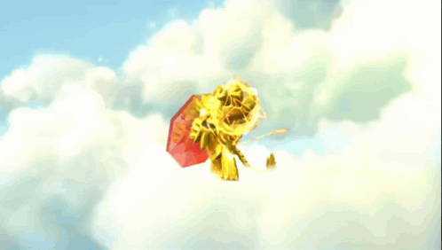 A Golden Lion Is Holding A Red Shield And A Red Diamond GIF