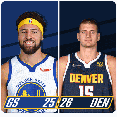 a golden state warriors player and a denver nuggets player are shown