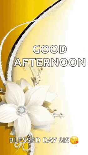 A Good Afternoon Blessed Day Sis Greeting Card With A White Flower On A Yellow Background . GIF