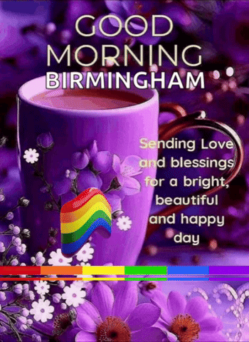 a good morning birmingham greeting with a cup of coffee