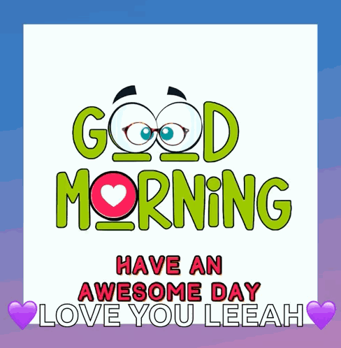 Good Morning Card With Cartoon Face And Love GIF