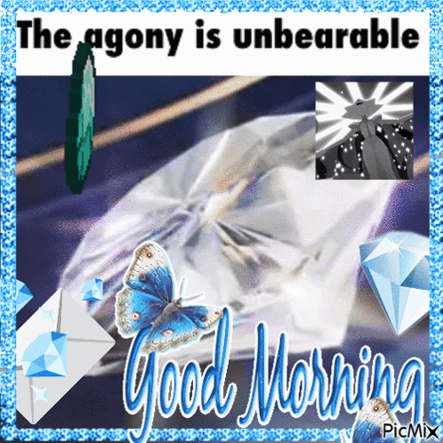 A Good Morning Greeting Card With A Butterfly And A Diamond GIF